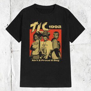 New TLC Band 1992 Tour Heavy Cotton Black Unisex T Shirt